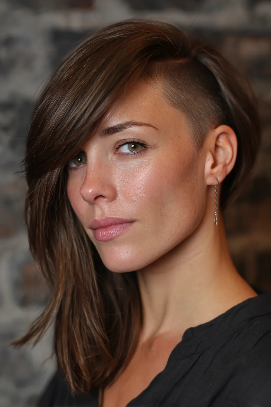 Asymmetrical Undercut Bob with Long Side-Swept Fringe