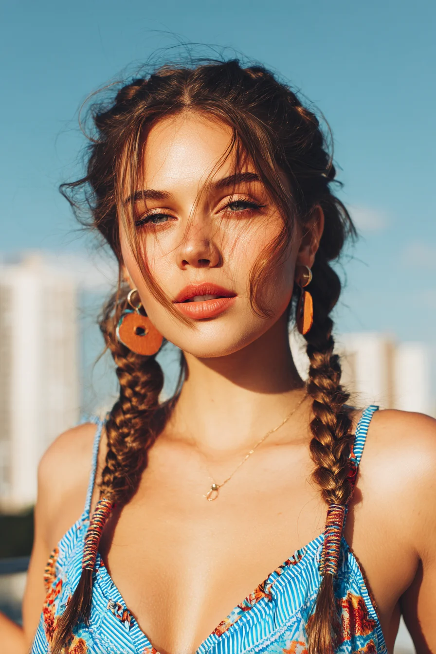 Boho Double Dutch Braids with Face‑Framing Tendrils