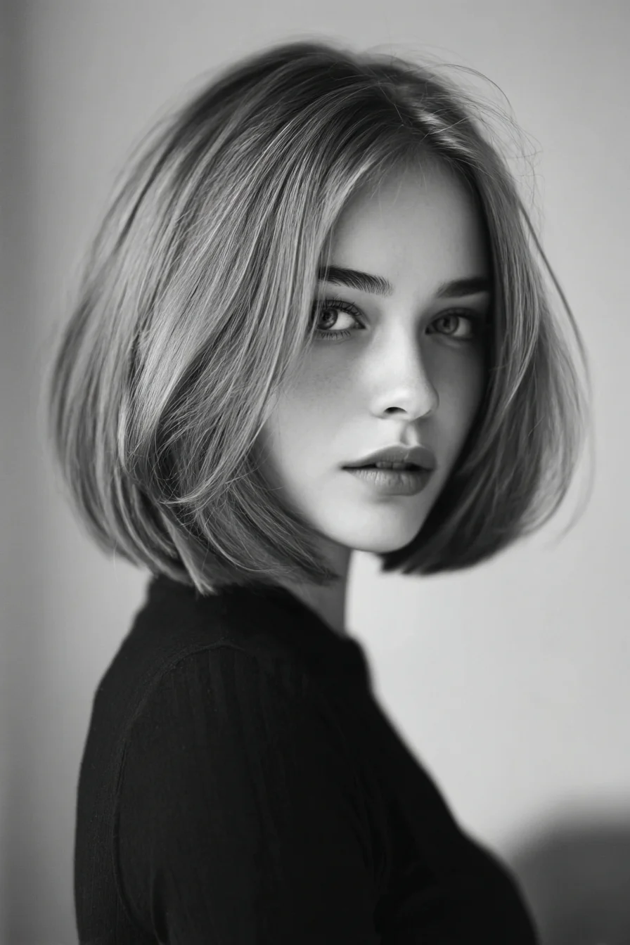 Chin-Length Blunt Bob with Soft Face-Framing Layers