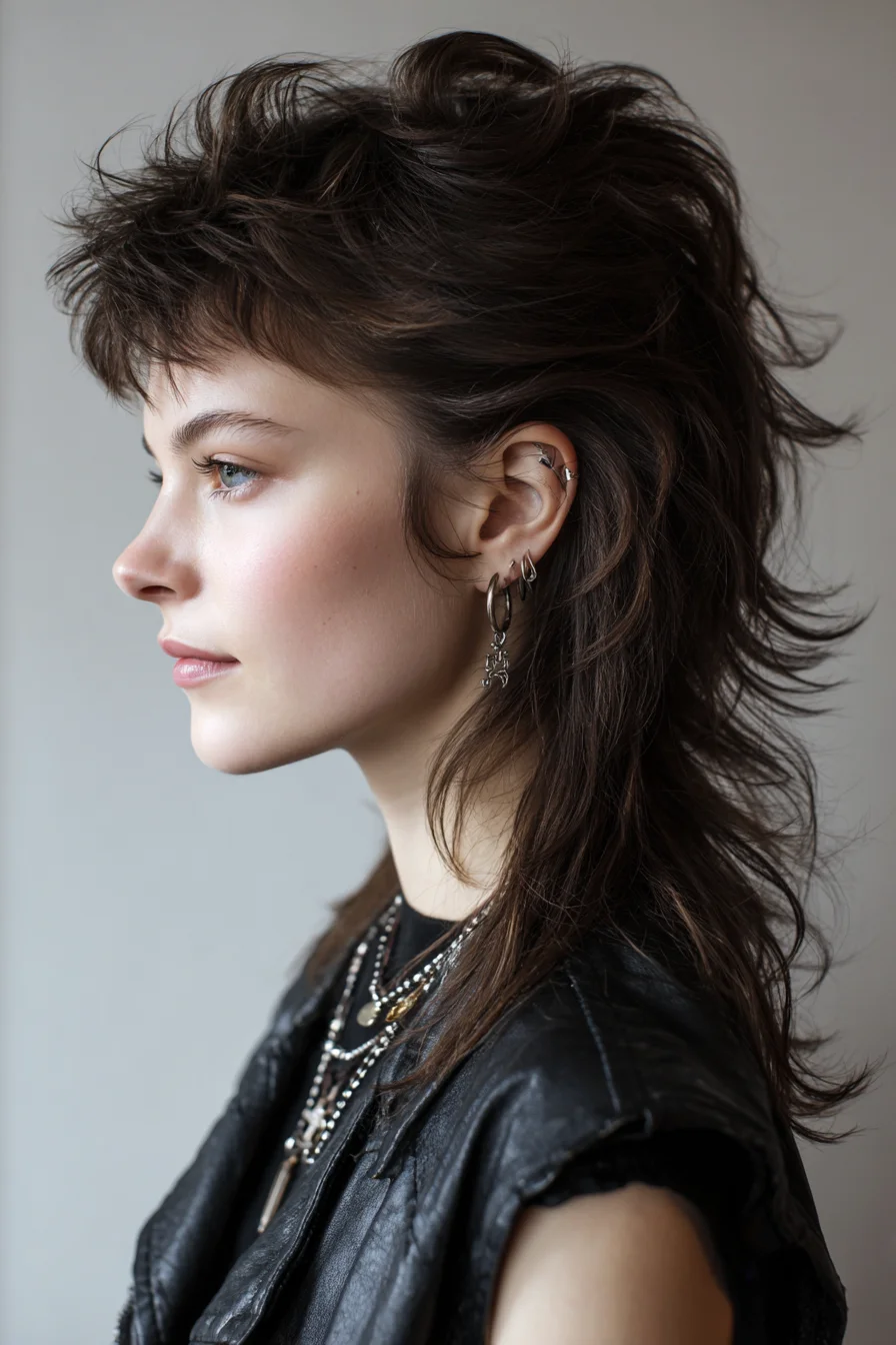 Edgy Shag Mullet with Textured Layers and Feathered Fringe