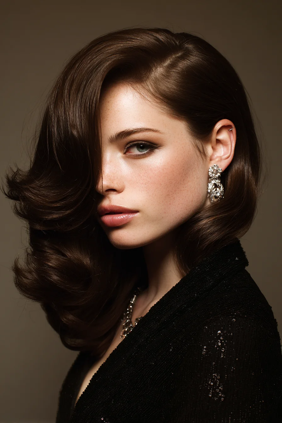 Hollywood Side-Swept Vintage Waves — Voluminous Style for Medium-Long Hair