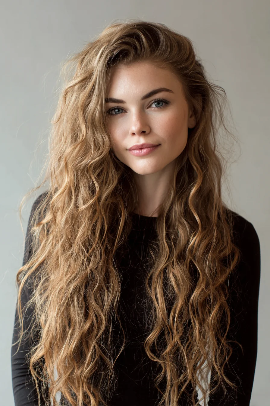 Long Beachy Waves with Natural Texture and Face‑Framing Layers