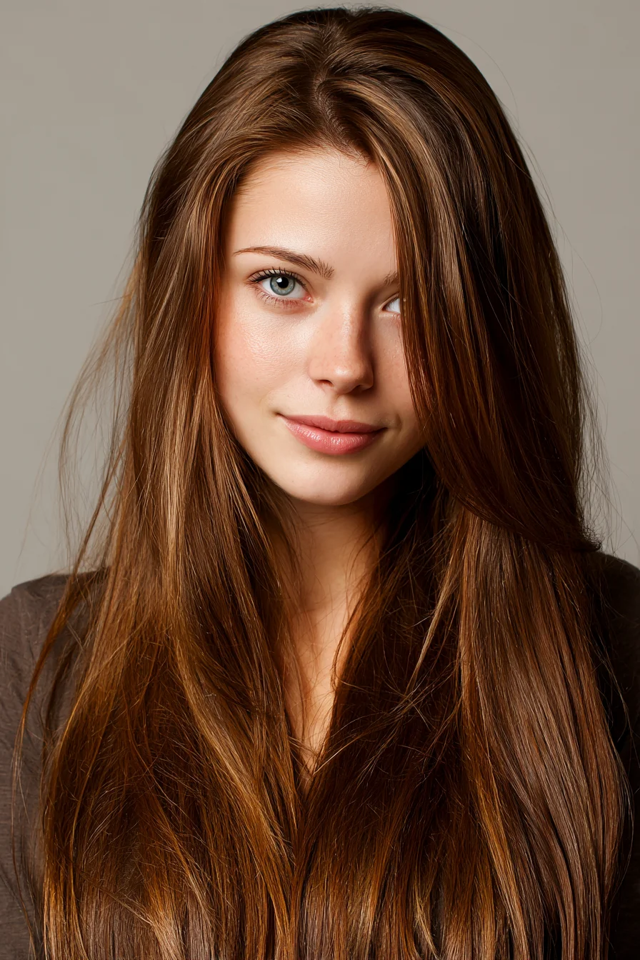 Long Chocolate Brown Layers with Face‑Framing and Natural Volume