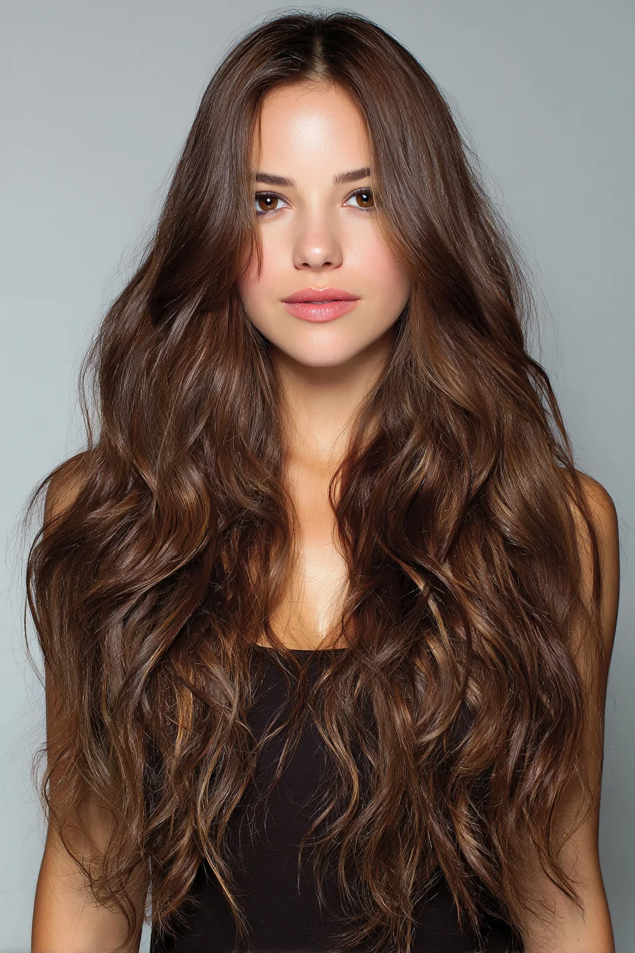 Long Layered Beach Waves with Soft Curtain Face‑Framing