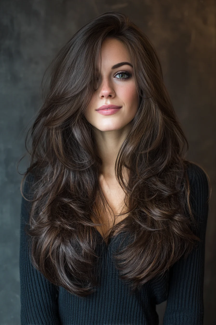 Long Layered Cut with Face‑Framing Layers and Soft Blowout