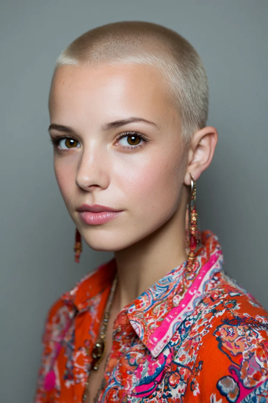 Platinum Buzz Cut — All-Over Short Crop (Buzzed Pixie)