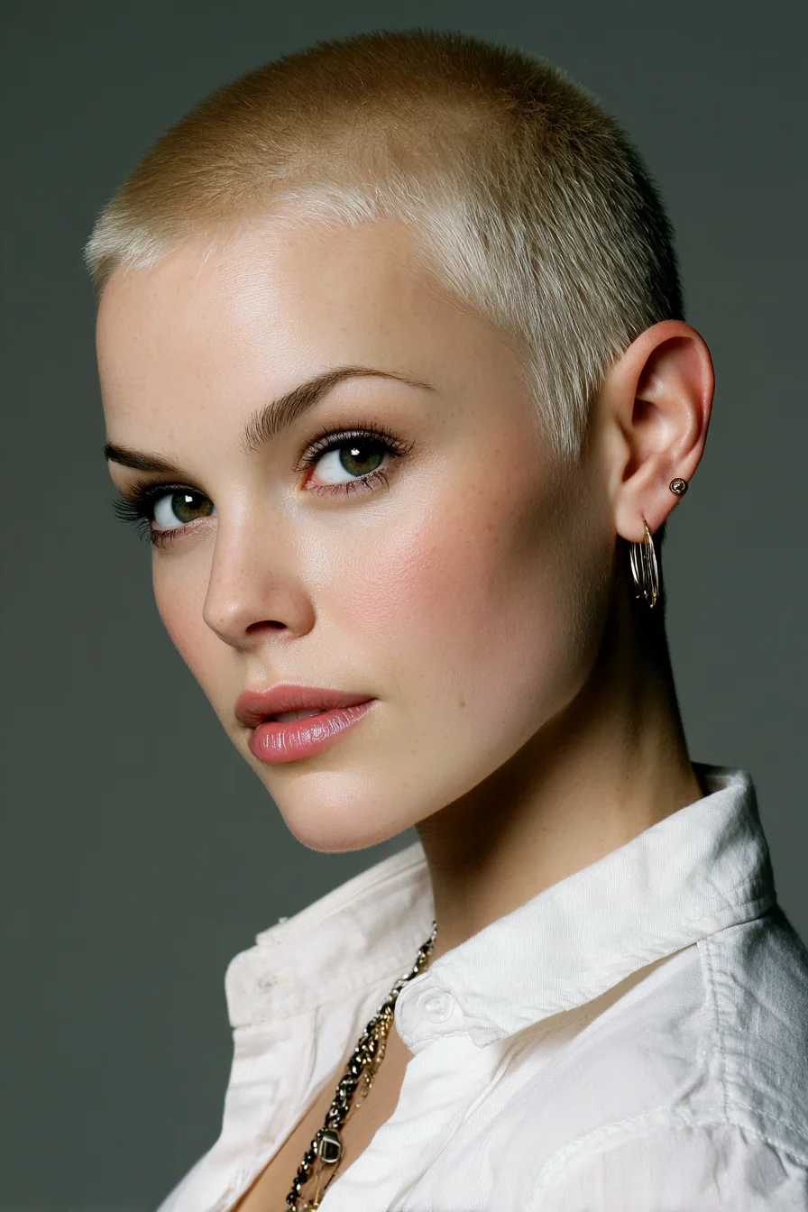Platinum Micro Buzz Cut — Short Textured Buzz Crop