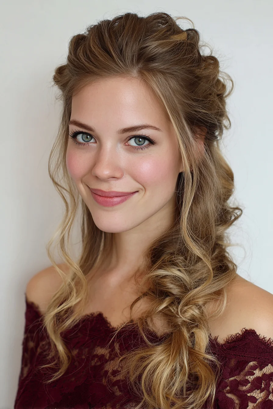 Romantic Half-Up Loose Braid with Face‑Framing Curls