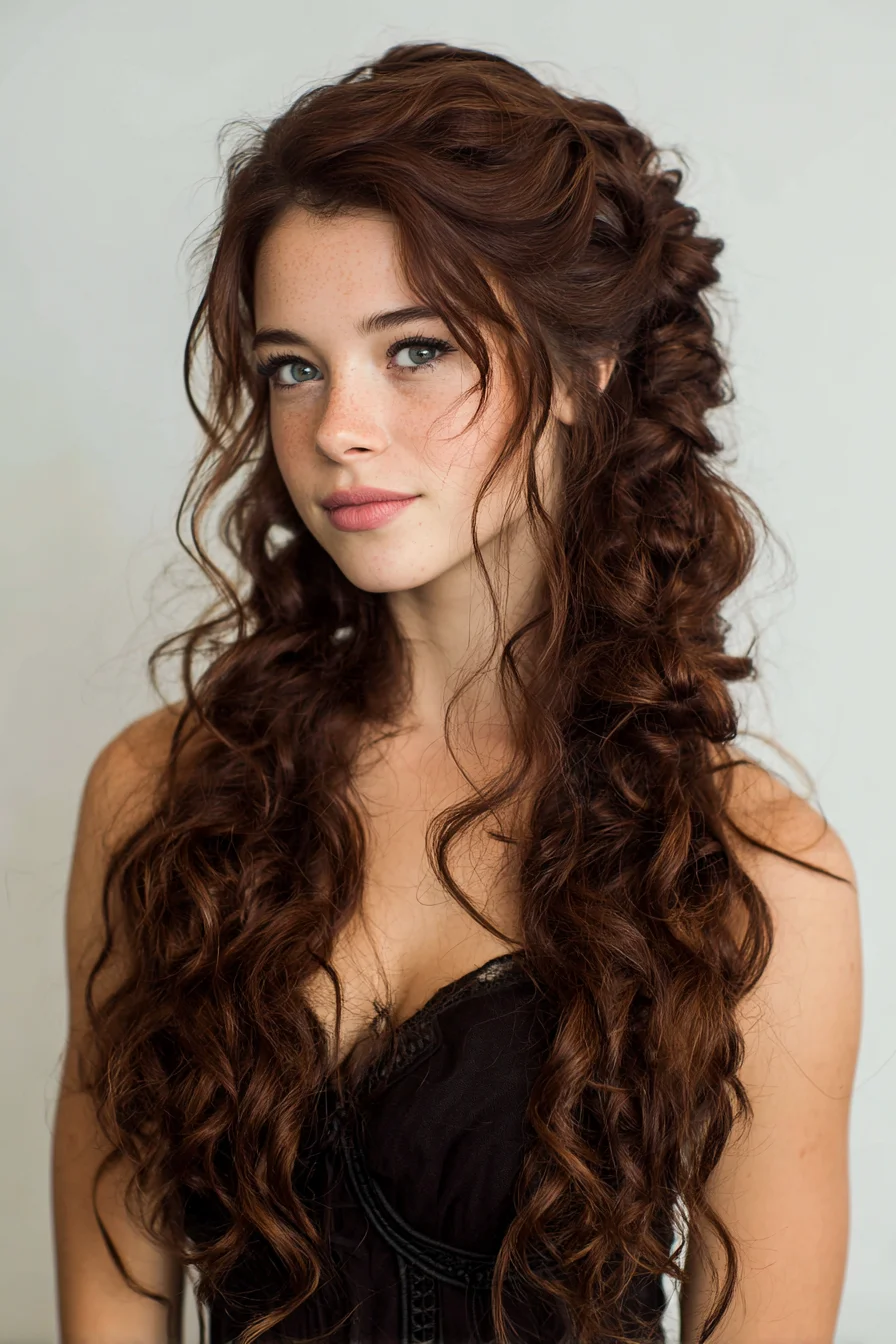 Romantic Half-Up Twisted Style with Loose Voluminous Curls