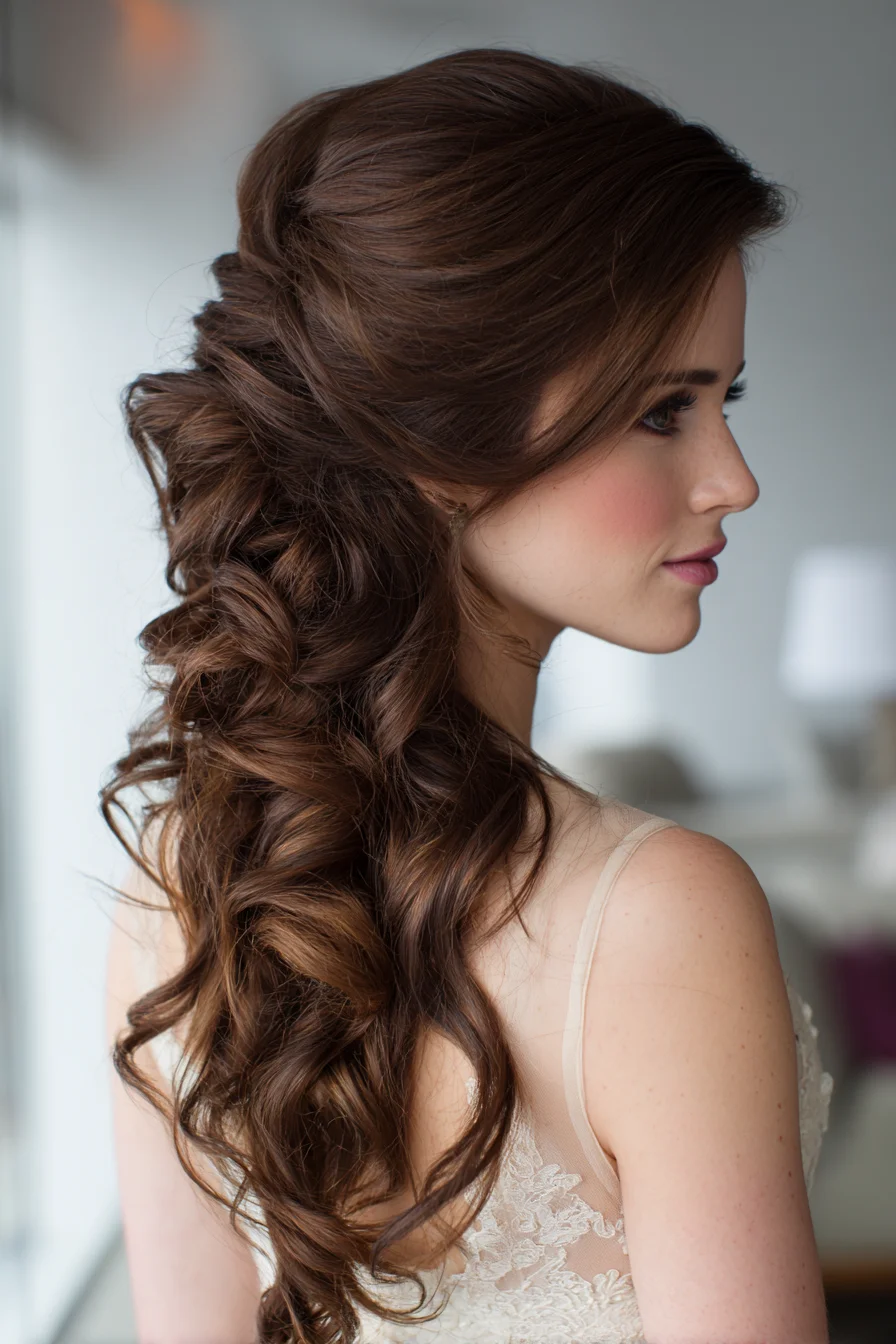 Romantic Half-Up Voluminous Curls — Textured Bridal/Bridesmaid Style