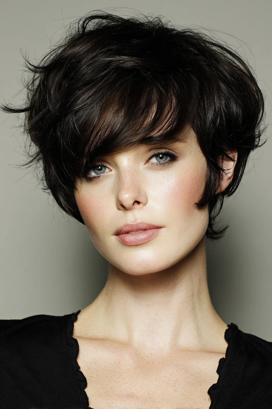Short Textured Pixie-Shag with Side-Swept Fringe