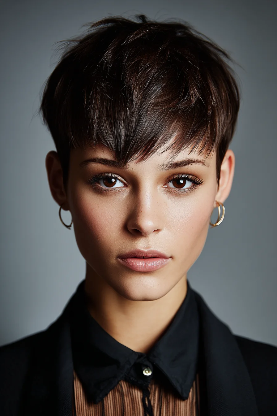 Short Textured Pixie with Choppy Fringe