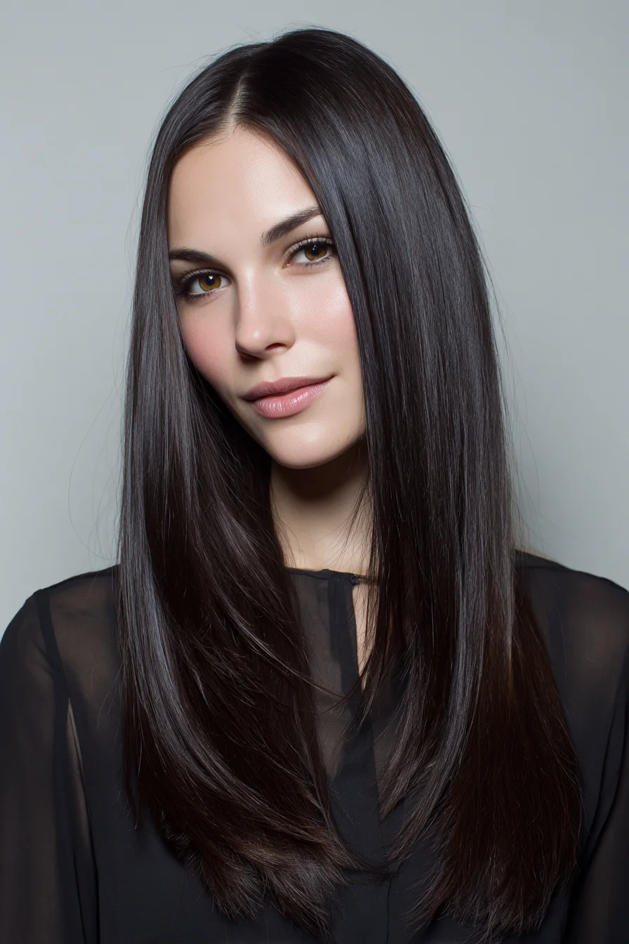 Sleek Long Straight Cut with Subtle Face‑Framing Layers
