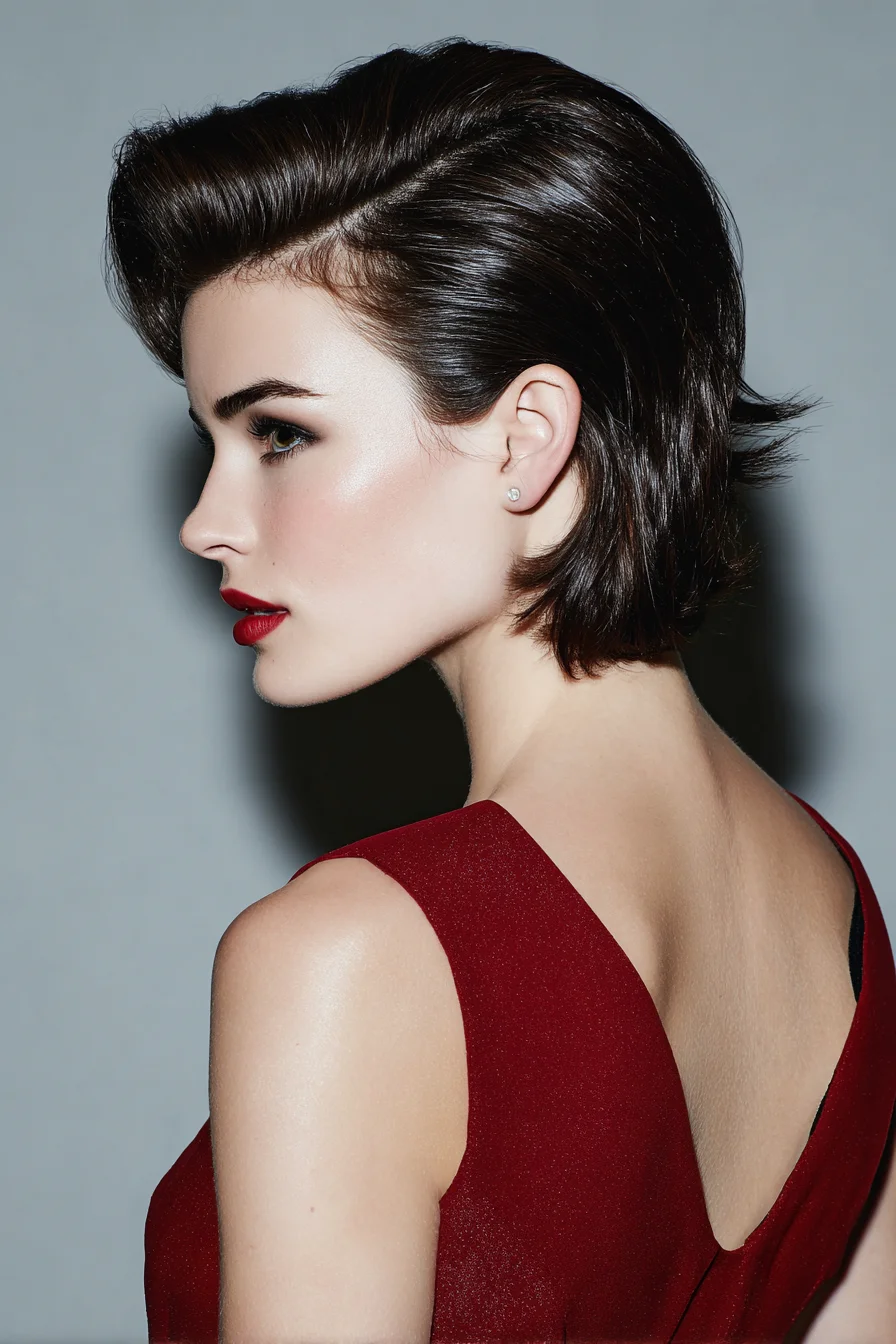 Sleek Textured Short Pixie-Bob with Voluminous Side Sweep