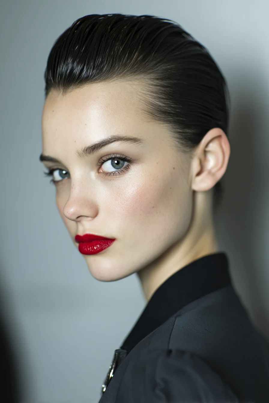 Sleek Wet-Look Slicked-Back for Short to Medium, Straight or Wavy Hair