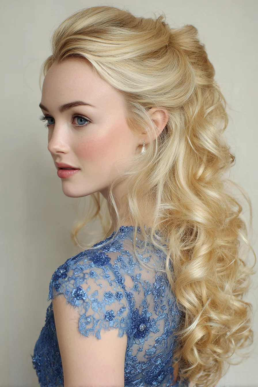 Soft Half-Up Voluminous Curls for Long Hair