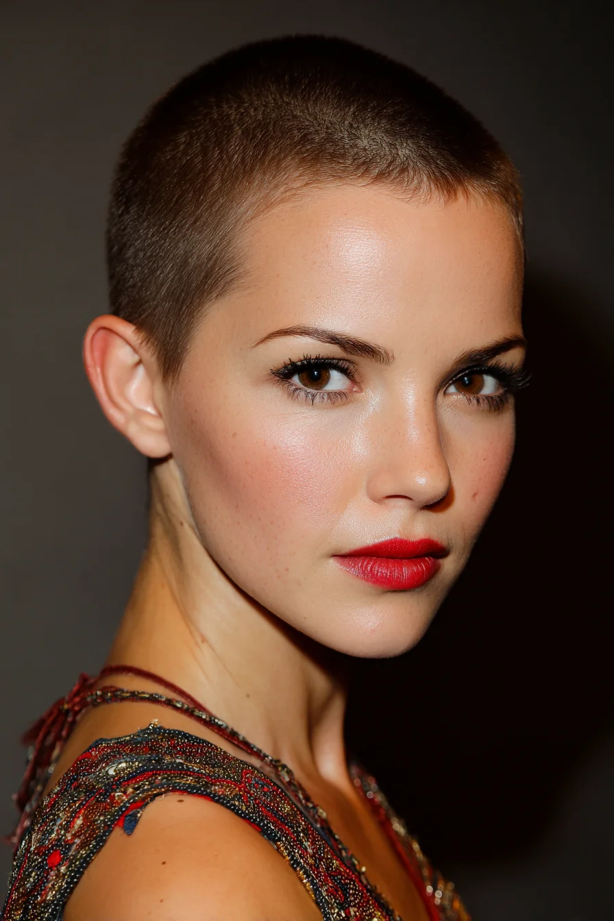 Textured Buzz Cut — Short Cropped Womens Clipper Cut