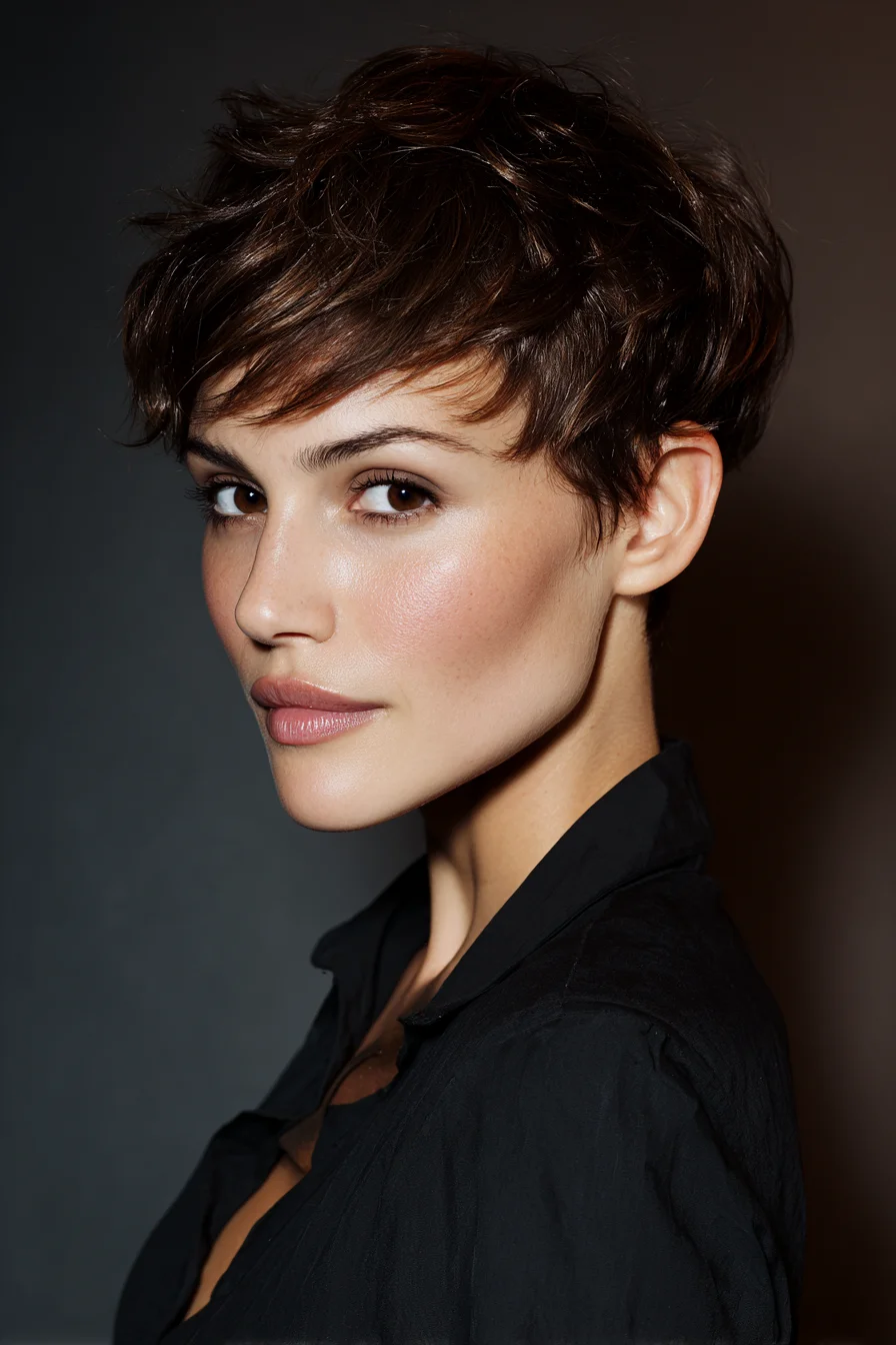 Textured Choppy Pixie with Soft Fringe — Short Layered Pixie Cut