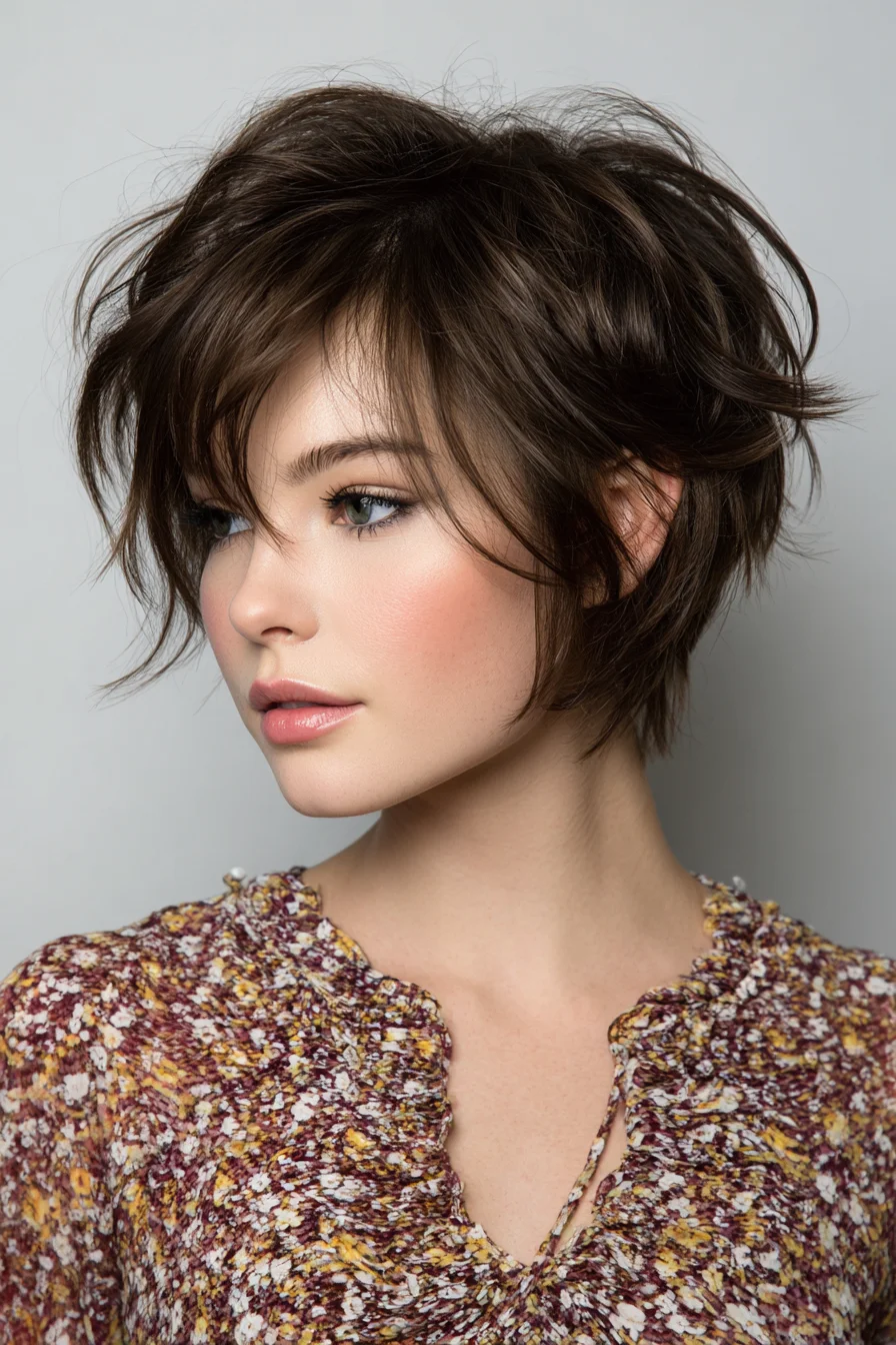 Textured Layered Pixie with Tousled Fringe