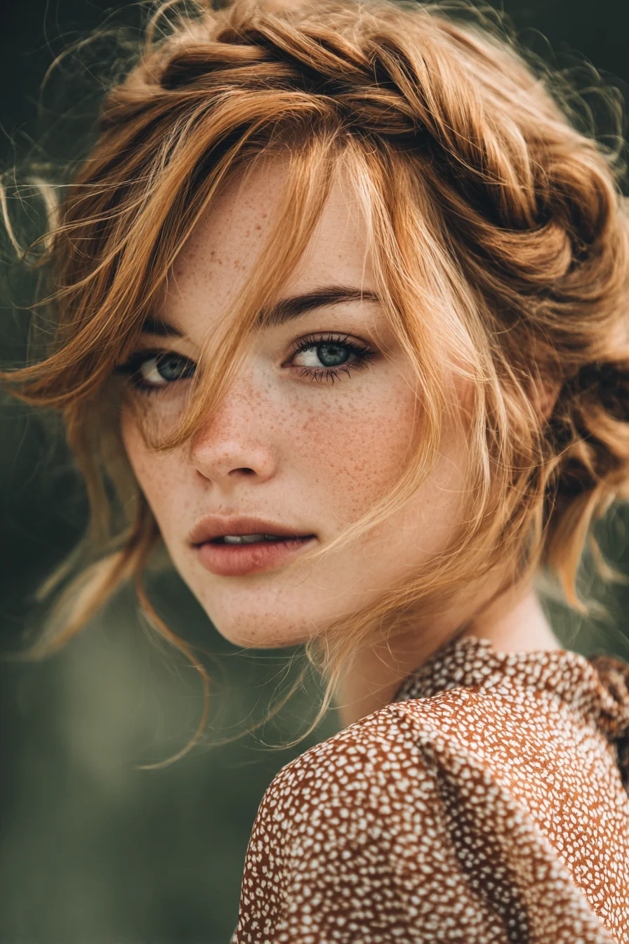 Textured Loose Updo with Face‑Framing Tendrils (Romantic Messy Style)