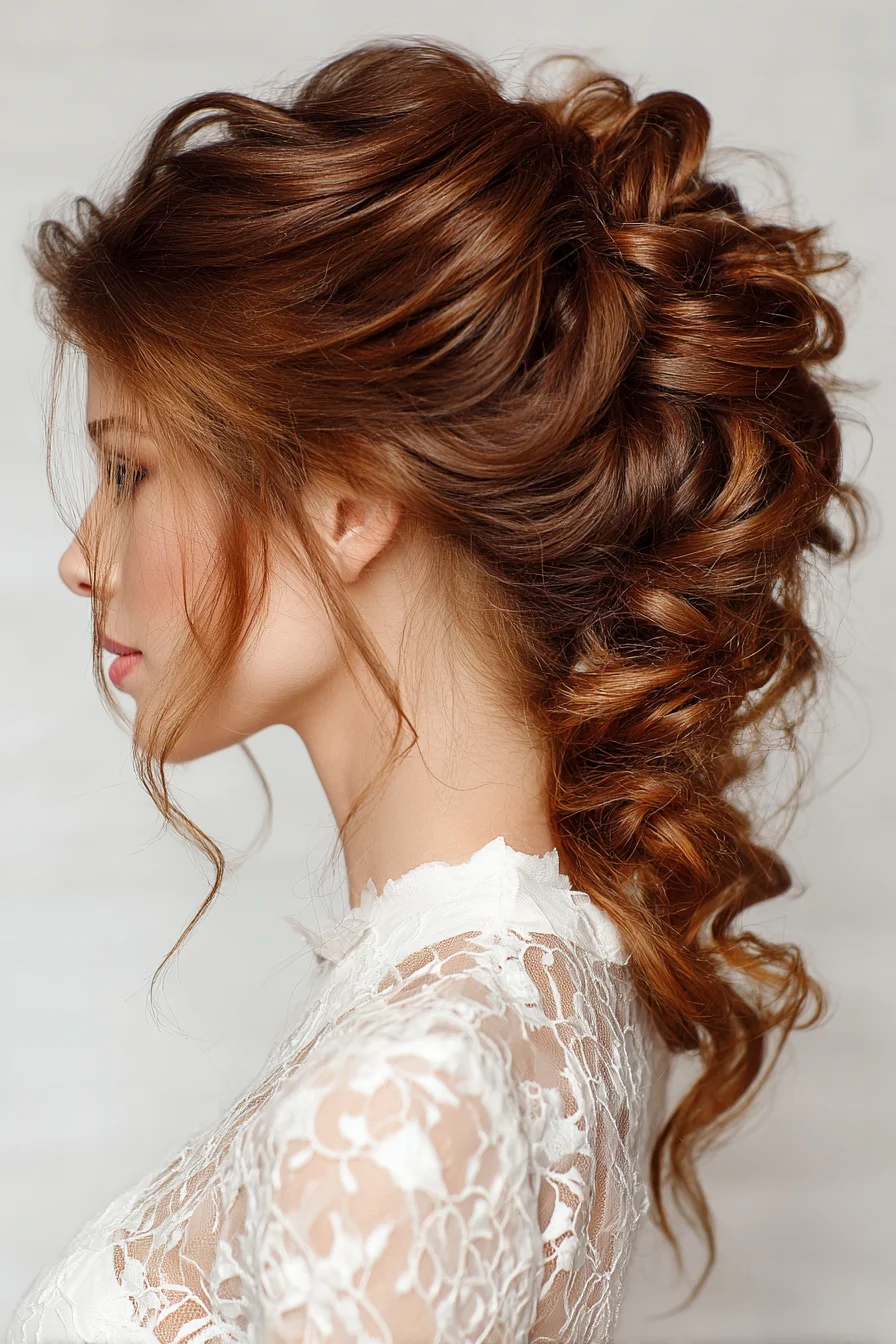 Textured Romantic Updo with Loose Face-Framing Tendrils