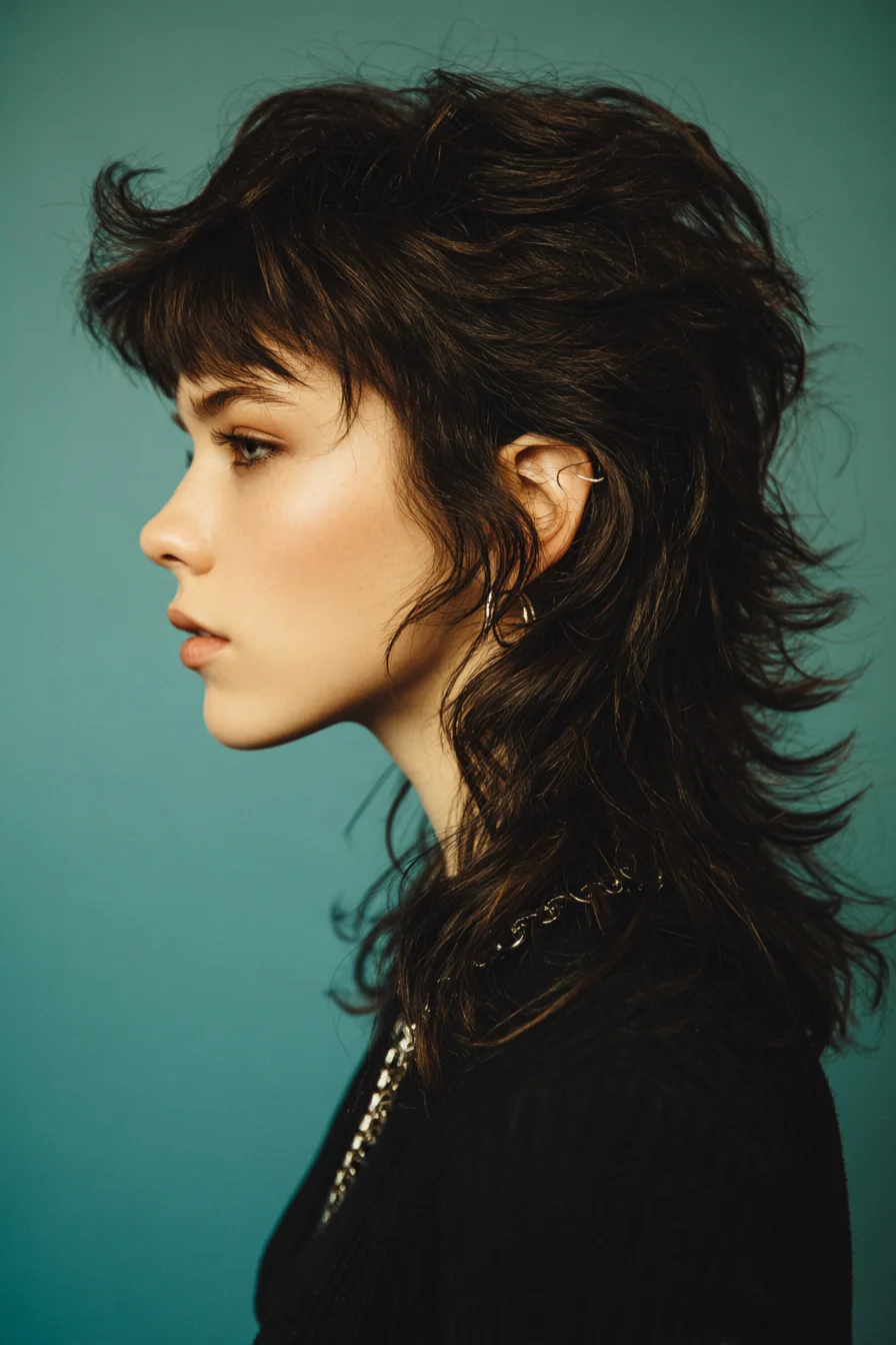 Textured Shag Mullet with Choppy Fringe and Feathered Layers
