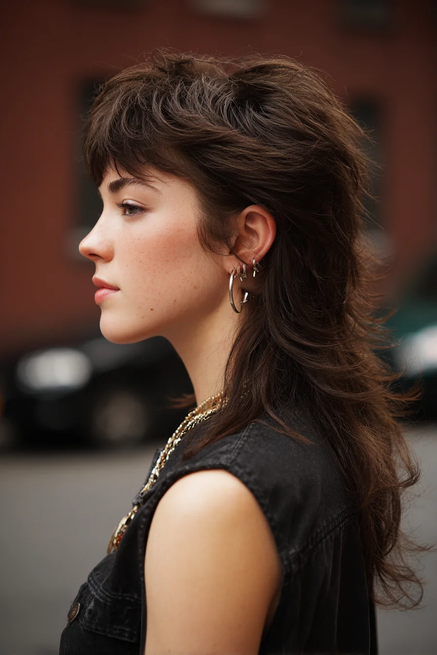 Textured Shag Mullet with Choppy Fringe — Medium-Length Layered Cut