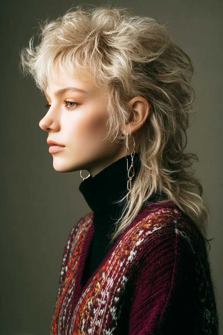Textured Shag Mullet with Cropped Fringe — Layered, Feathered Finish