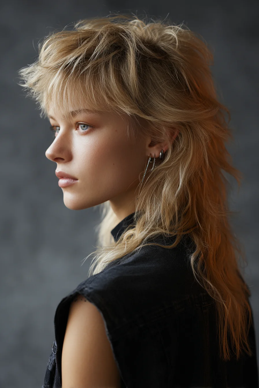 Textured Shag Mullet with Feathered Bangs