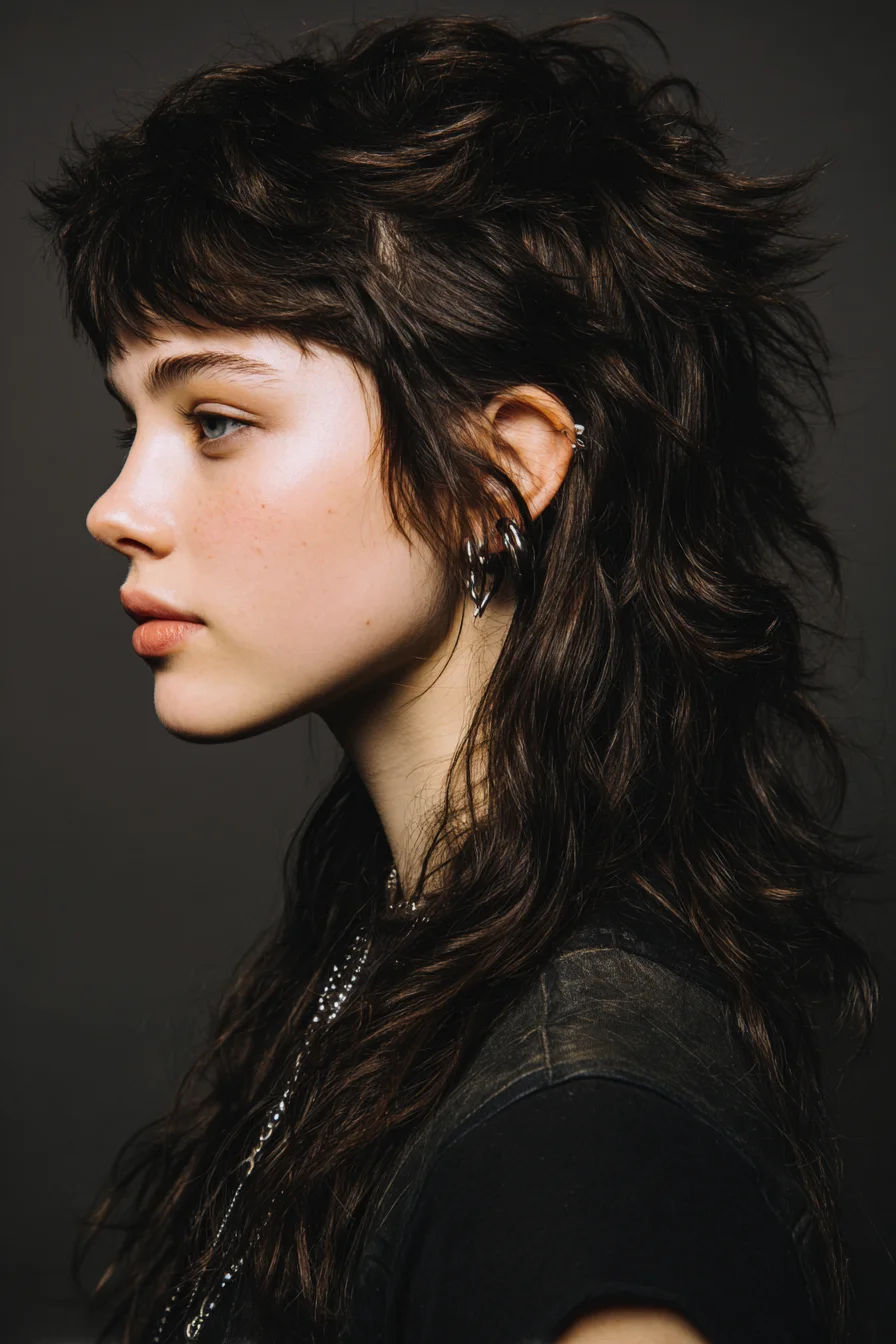 Textured Shag Mullet with Micro Bangs — Layered, Piecey Texture