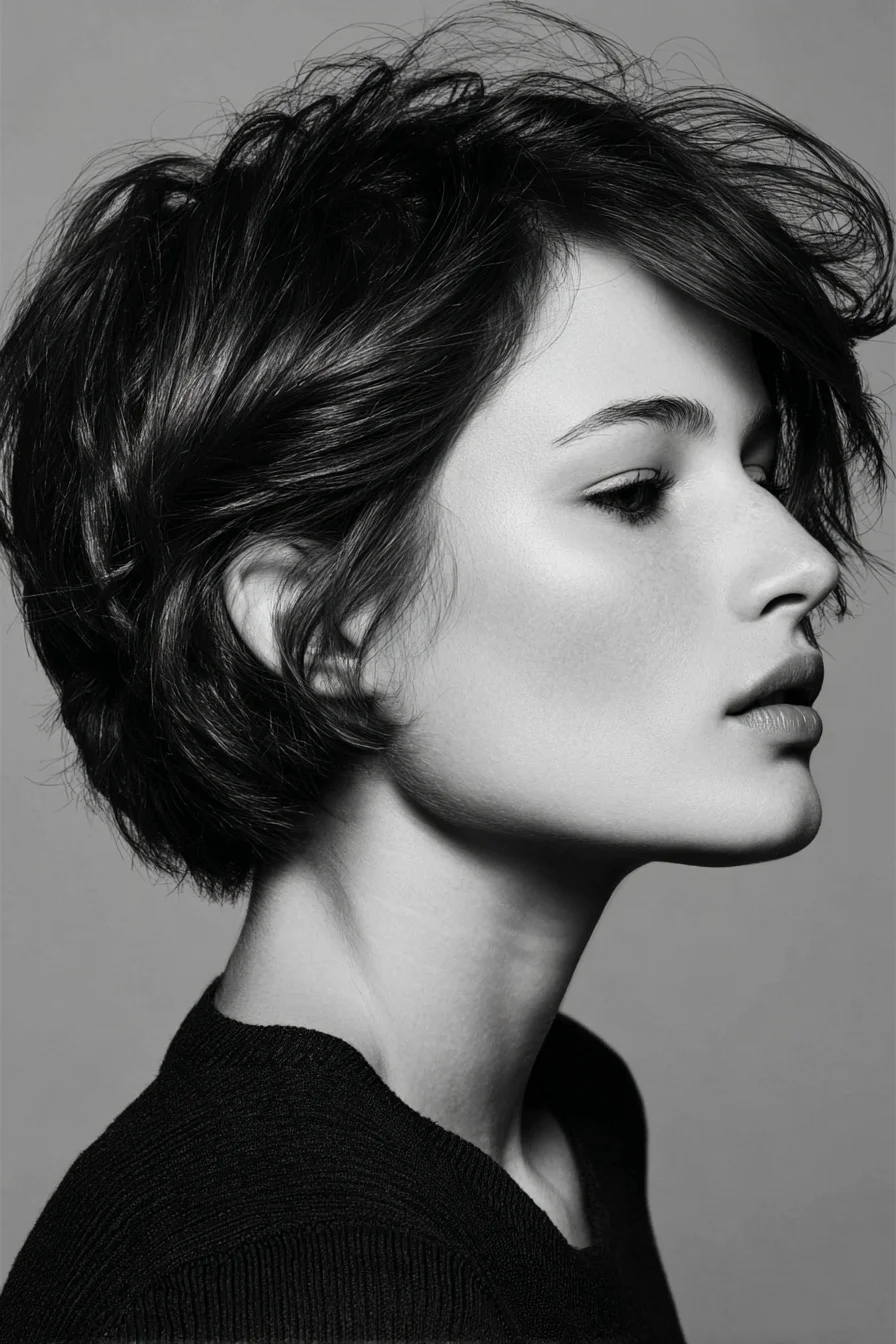 Textured Short Layered Pixie-Bob with Tousled Volume