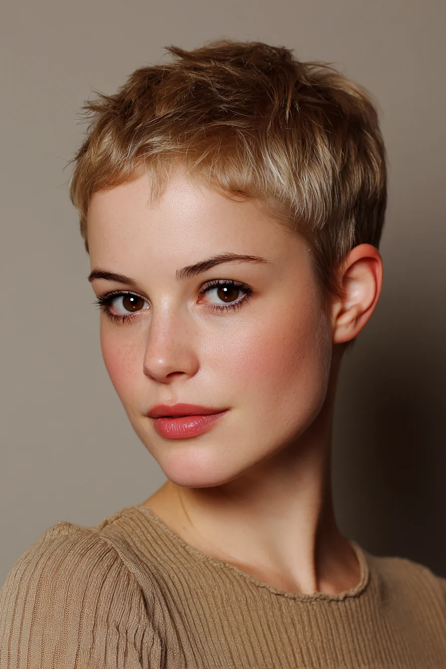 Textured Short Pixie Cut with Wispy Fringe