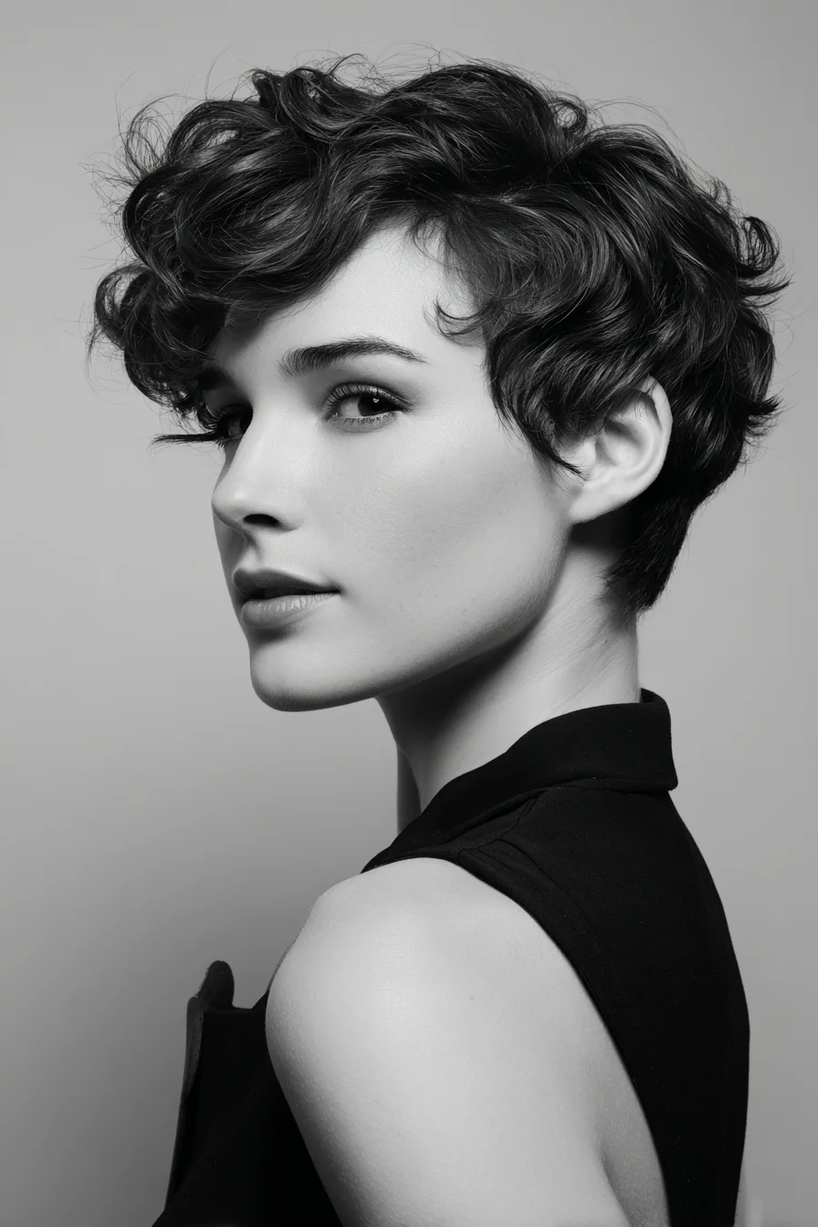 Textured Short Pixie with Soft Waves — Layered, Tousled Finish