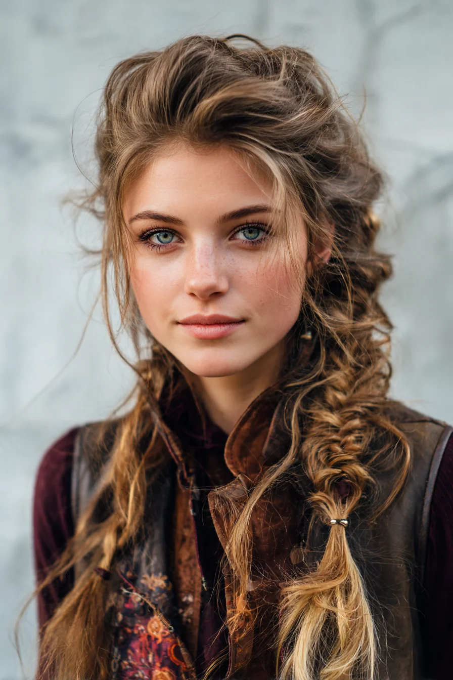 Textured Side Fishtail Braid with Voluminous Crown