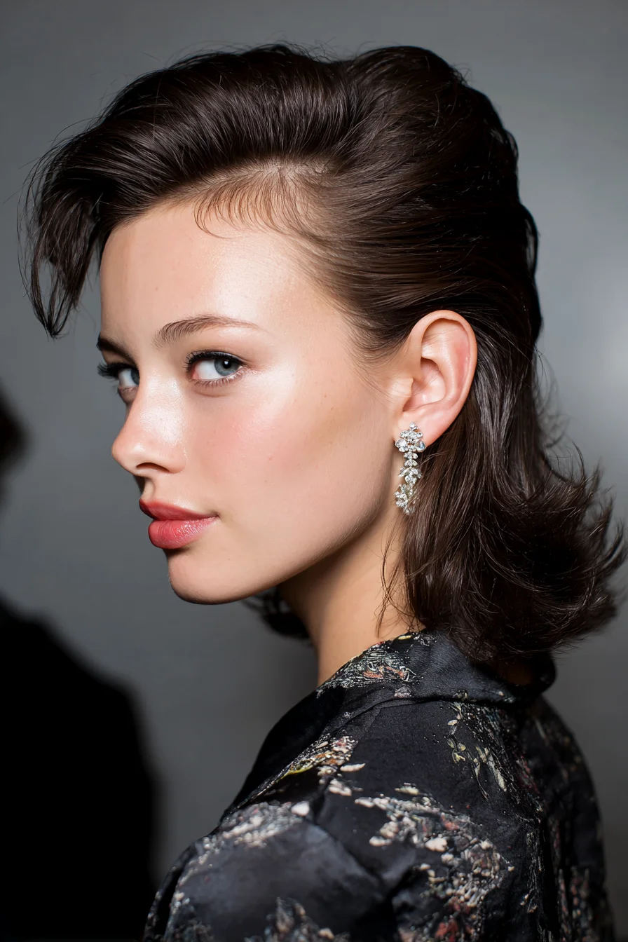 Textured Slicked-Back Short Bob with Voluminous Crown