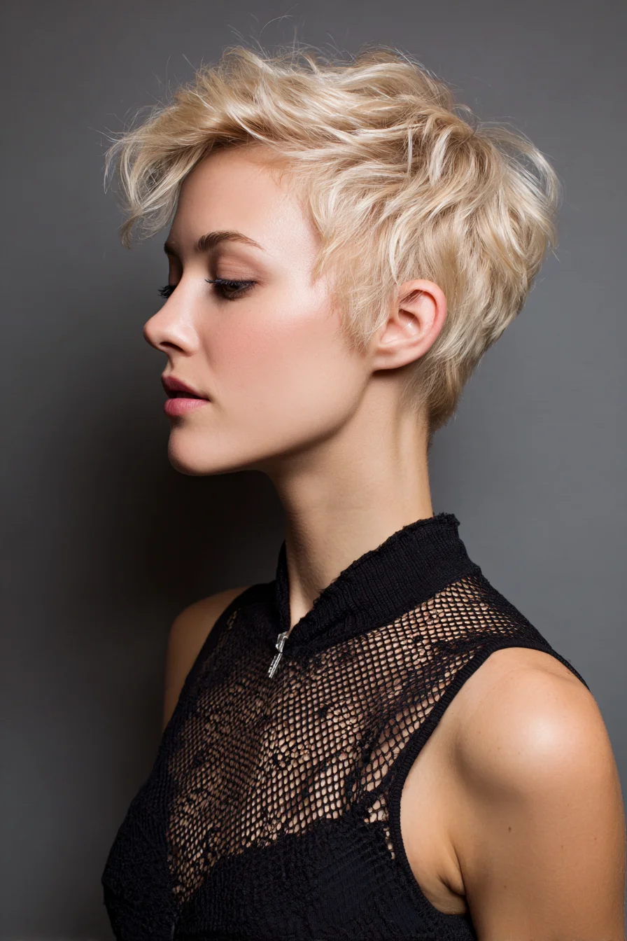 Textured Tousled Pixie Cut — Short Blonde Pixie for Fine to Medium Hair