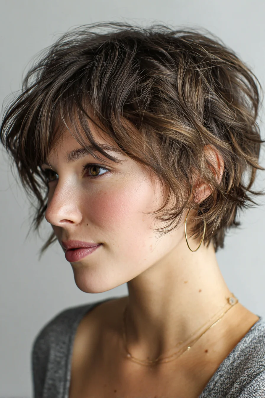 Textured Tousled Pixie-Shag with Soft Fringe — Short Layered Cut