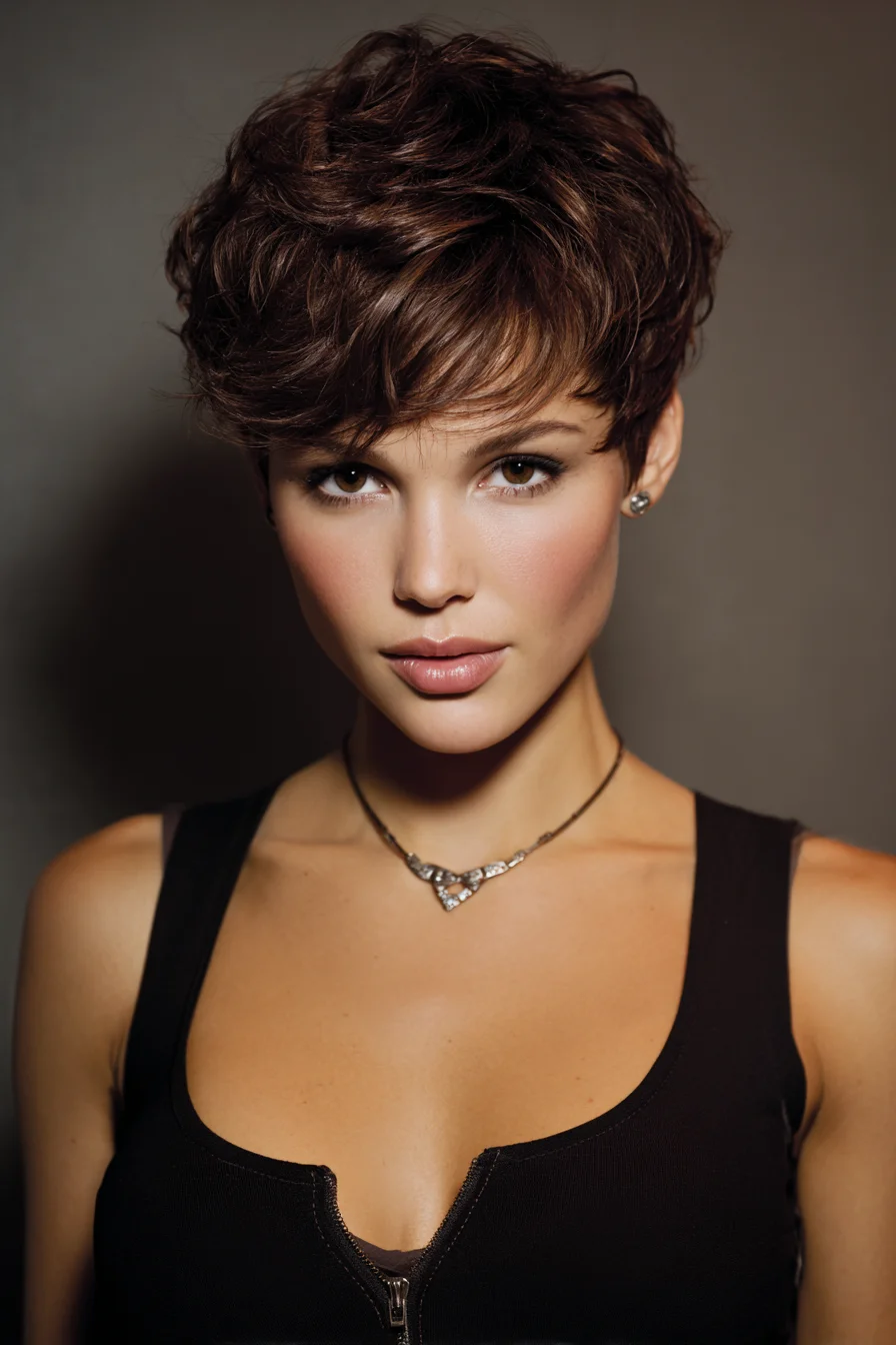 Textured Tousled Pixie with Soft Side Fringe — Short Layered Volume