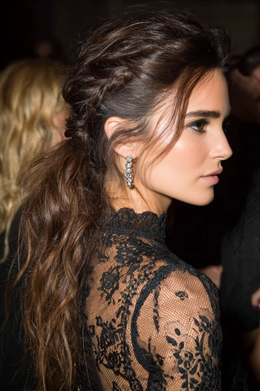 Textured Twisted Half-Up Ponytail with Loose Waves