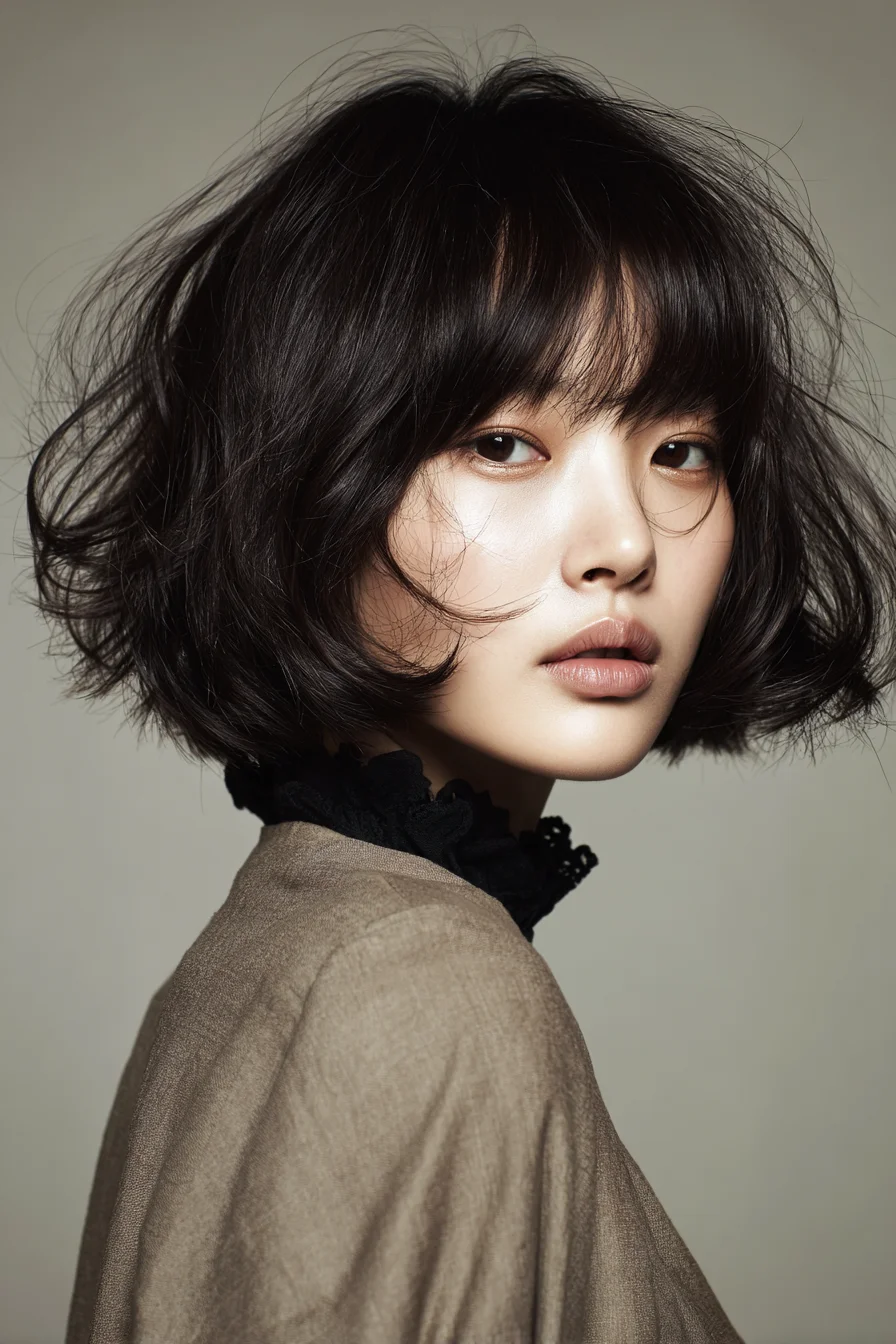 Tousled Textured Bob with Wispy Fringe