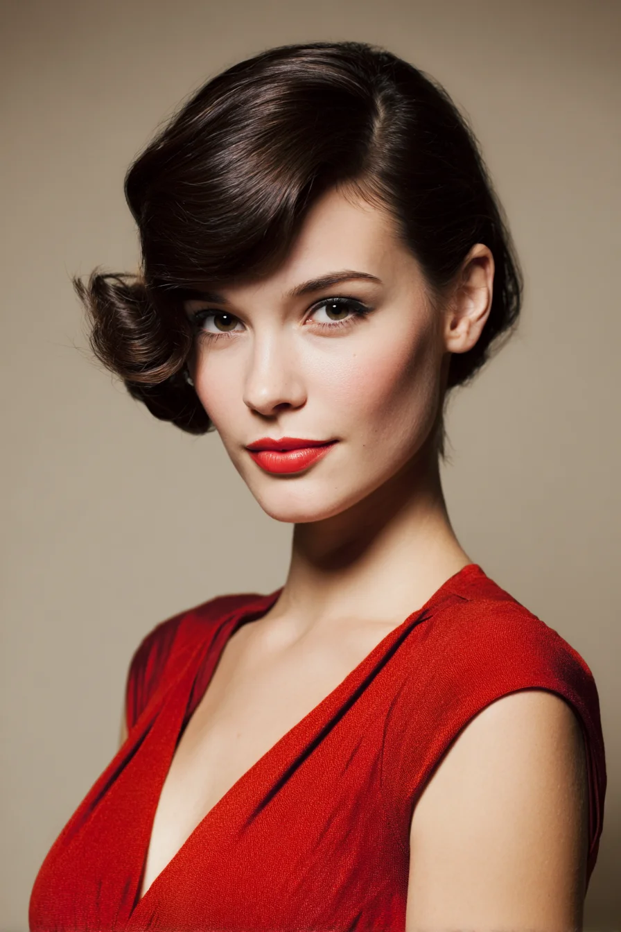 Vintage Side‑Swept Finger Wave Bob with Glossy Finish