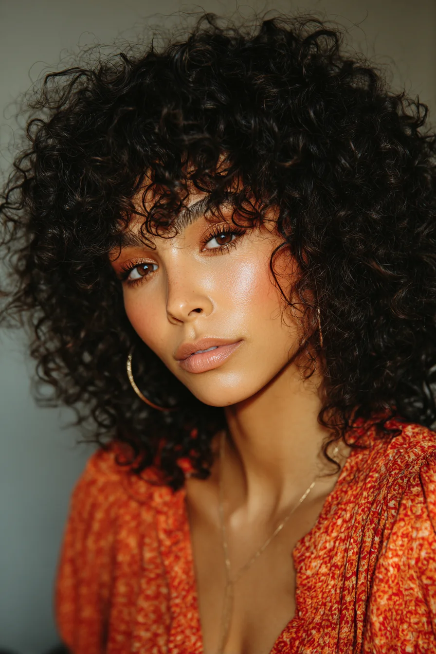 Voluminous Curly Shag with Curly Fringe — Short to Medium Natural Curls