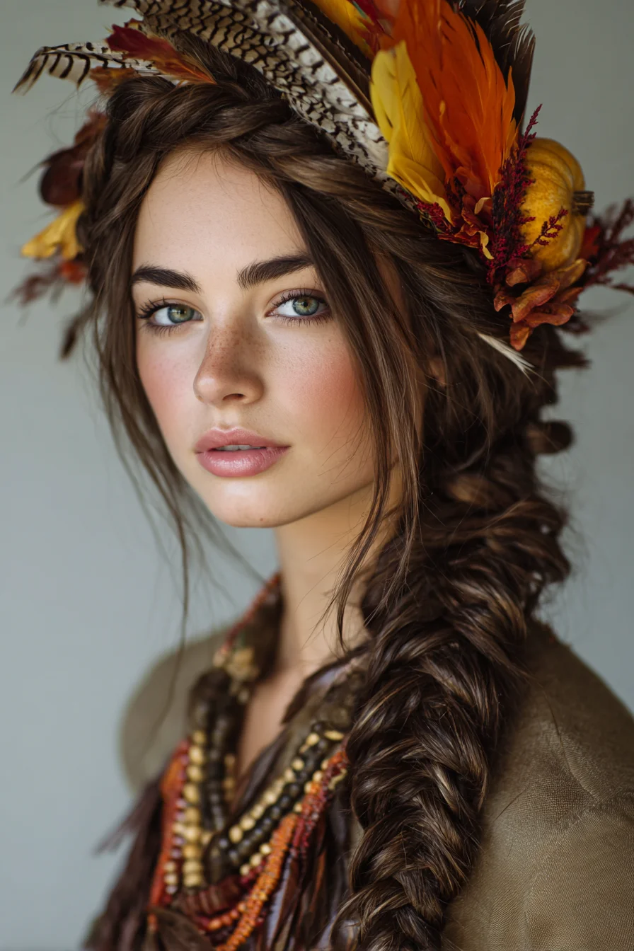 Bohemian Textured Fishtail Braid with Loose Face-Framing and Floral Accents