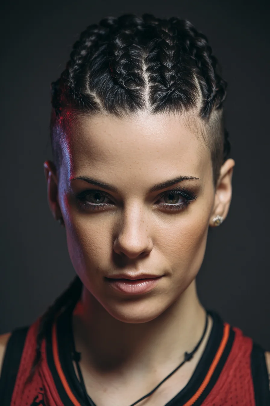 Center-Part Cornrow Braids with Tapered Undercut — Sleek Boxer Braid Style