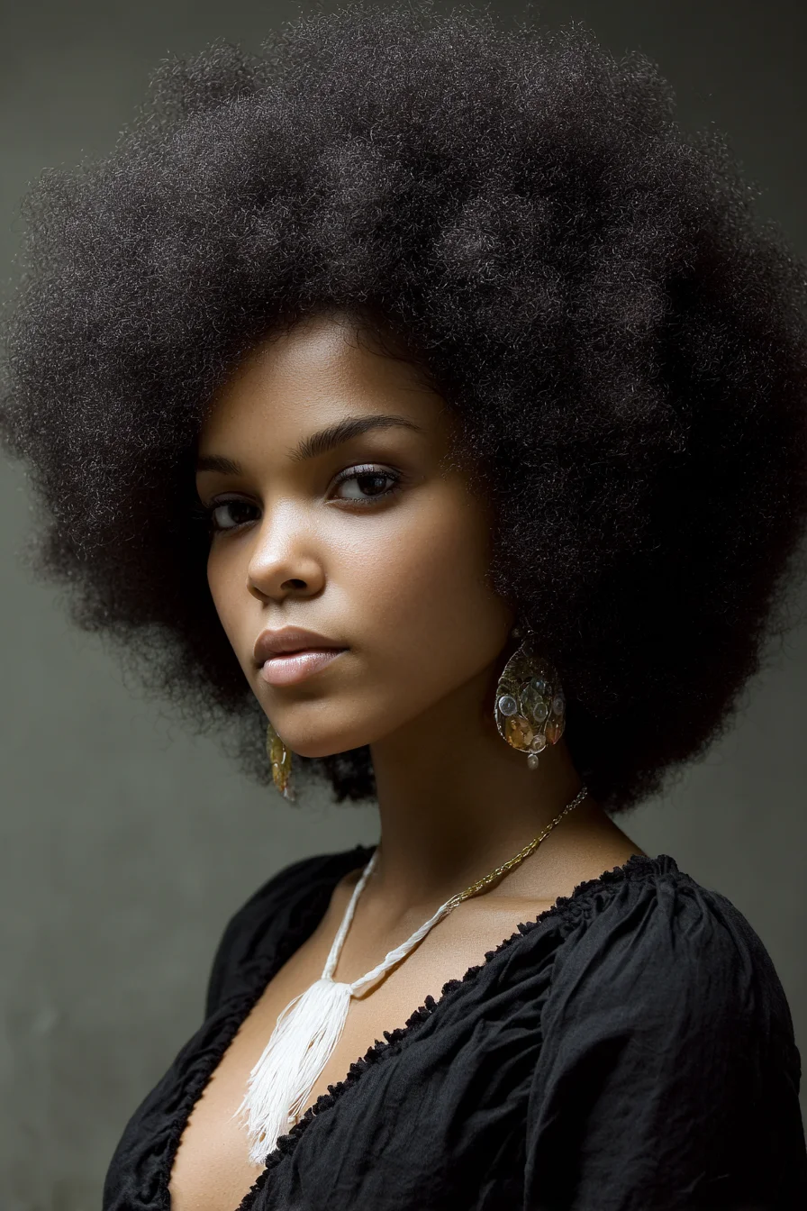 Classic Voluminous Natural Afro — Short/Medium 4A–4C Textures