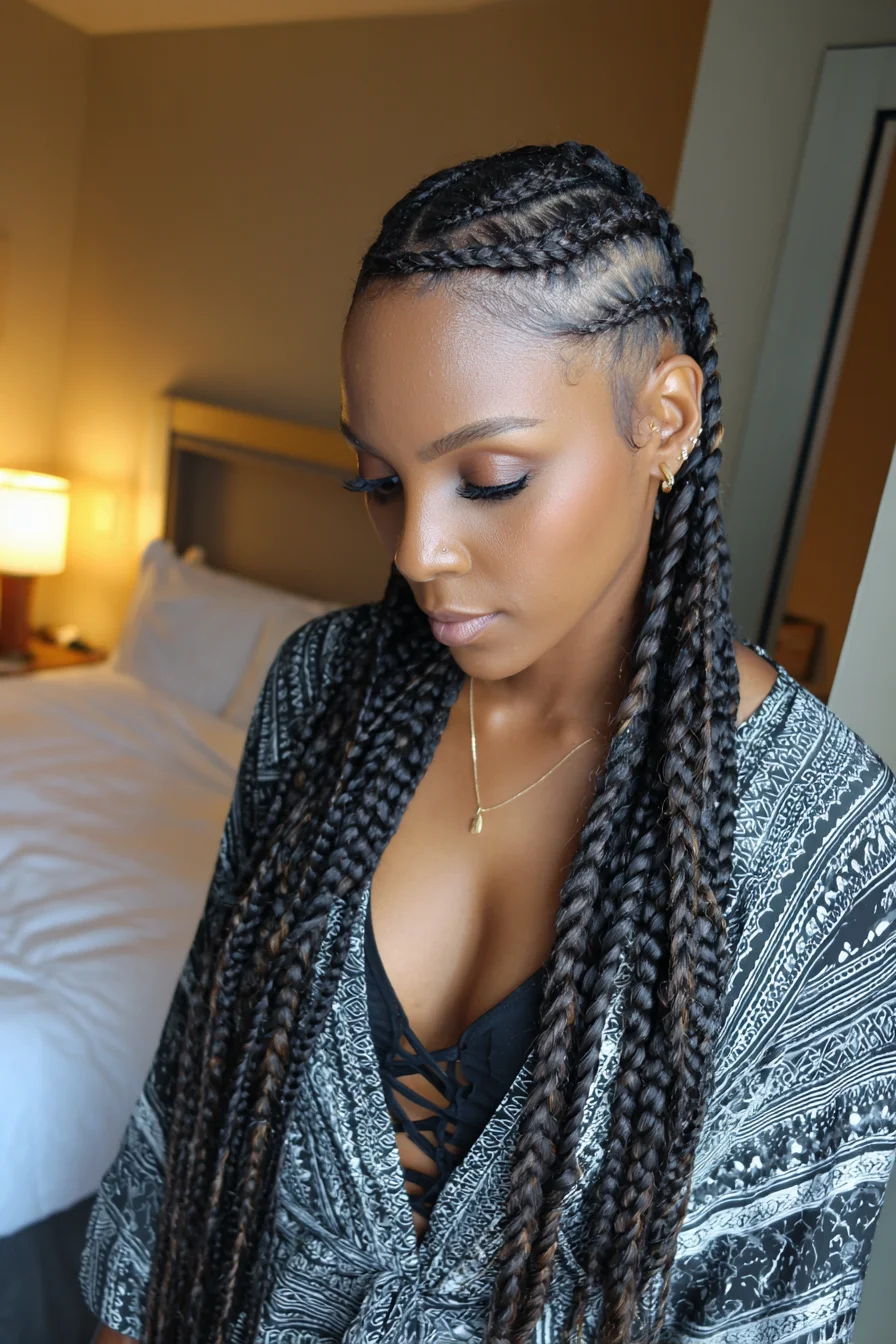 Cornrow Feed-In Box Braids — Long Protective Style