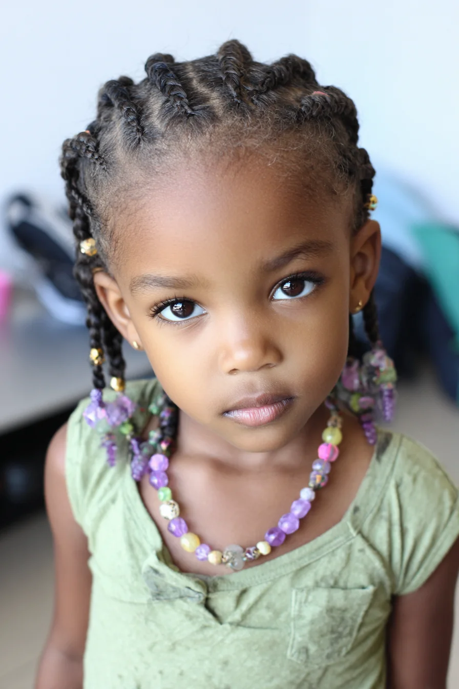 Cornrow-to-Single Braids with Beads — Protective Style for Natural & Coily Hair