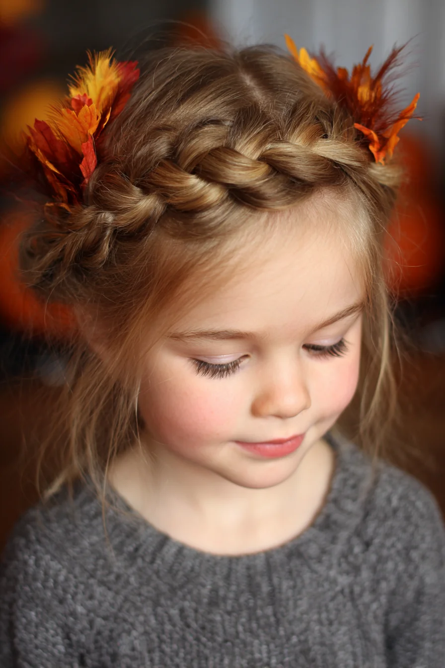 Crown Halo Braid with Autumn Leaf Accents