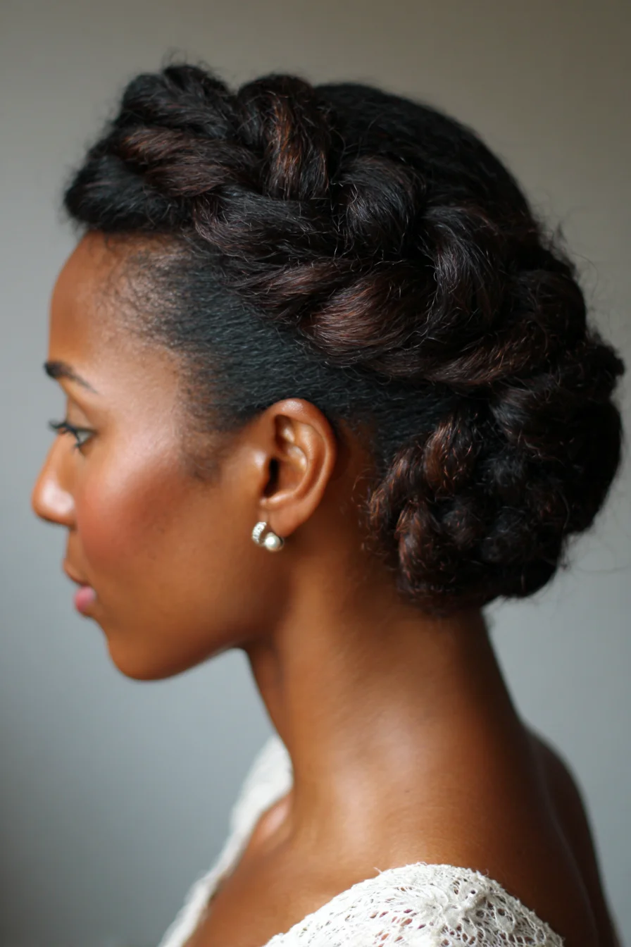 Crown Twist to Low Braided Bun — Natural Textured Hair Updo