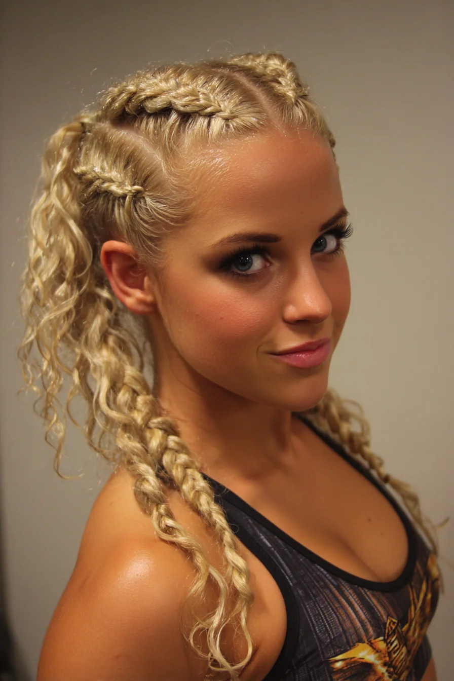 Double Cornrow Boxer Braids into Curly Ponytails — Textured Blonde Style